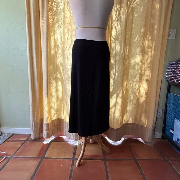 Athleta Black Asymmetrical Wrap Midi Skirt - Picture 2 of 3